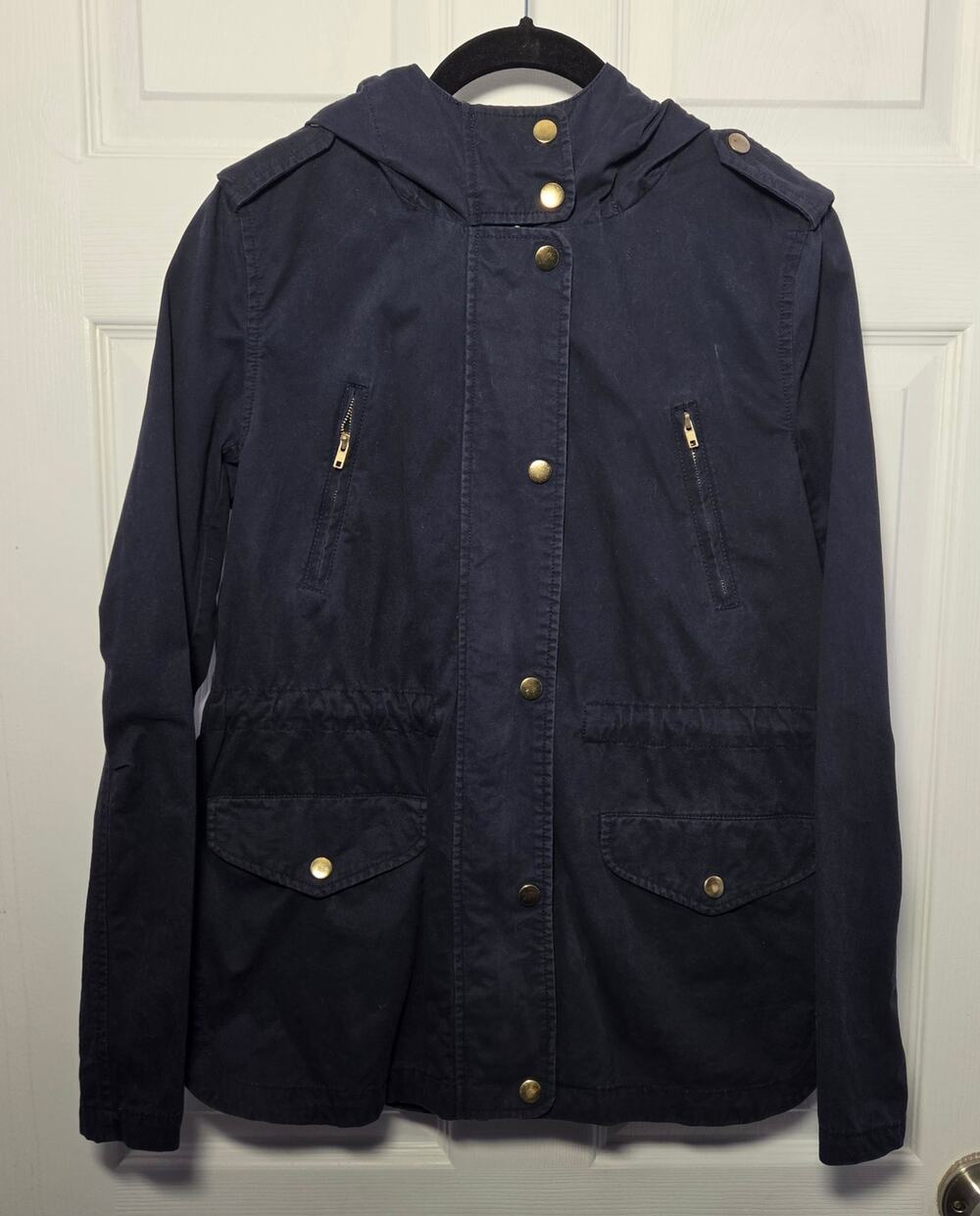 Love Tree Navy Hooded Utility Field Jacket Women's Small Military Anorak